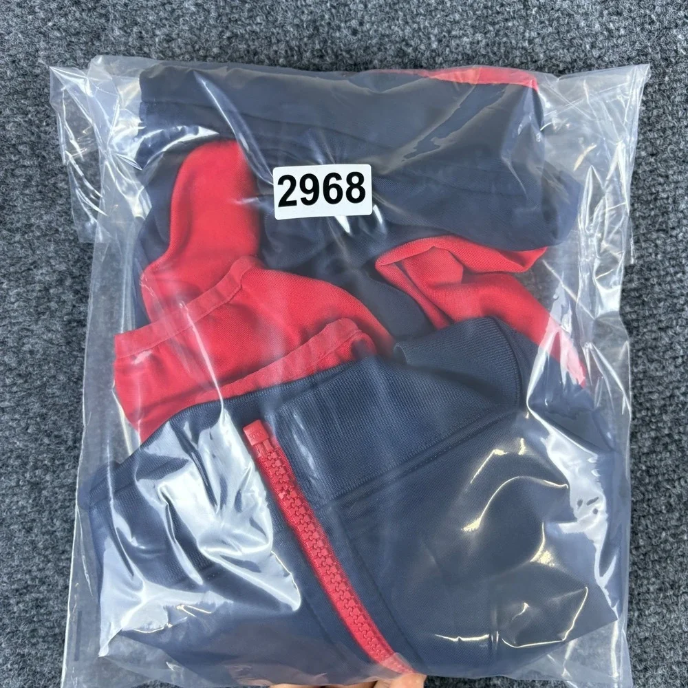 Nike Track Jacket Boy 7 Blue Red Logo Embroidered Mock Neck Full Zip Performance
